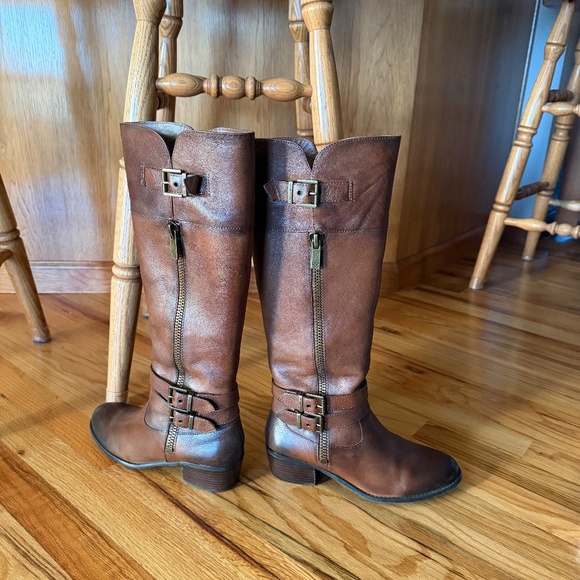 Arturo Chiang Benni Vintage Cognac/Tumbled Tye Die Riding Boots - Picture 4 of 7